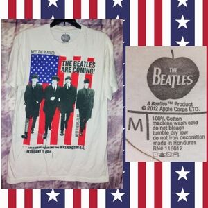 Apple Corps White/Multiclr The Beatles Retro 1st Time in US Knit T-shirt Sz Med
